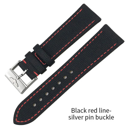 Bracelet de montre en cuir et nylon épais de qualité, 21mm 22mm, pour Breitling Avenger CHRONOMAT NAVITIMER SUPEROCEAN, bracelet de montre à fond jaune