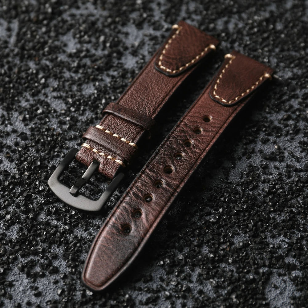 Cinturino in vera pelle fatto a mano a sgancio rapido, strato superiore in pelle bovina, cinturino in vera pelle di alta qualità, stile vintage, 18mm, 20mm, 22mm