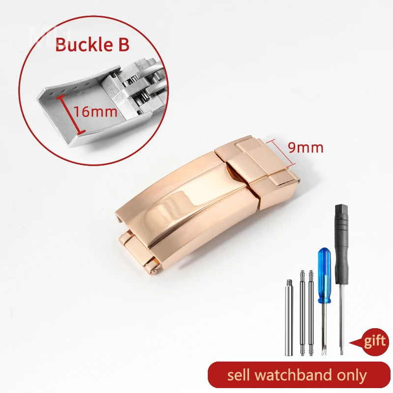 Original folding clasp in 904L stainless steel, for Rolex watch, frosted brushed silver, new Version Submariner 9x9 9x16mm
