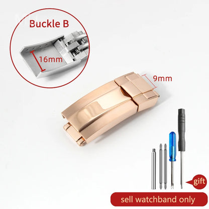 Original folding clasp in 904L stainless steel, for Rolex watch, frosted brushed silver, new Version Submariner 9x9 9x16mm