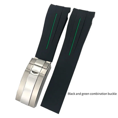 Bracelet de montre en caoutchouc et Silicone de haute qualité, 21mm, remplacement pour rôle Sea Dweller, dégradé bleu, ceinture DEEPSEA, outils gratuits