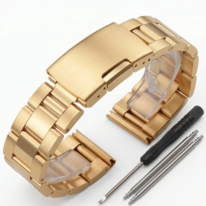 Bracelet de montre universel en acier inoxydable massif, 18, 20, 22, 24mm, extrémité droite, bracelet en métal, bracelet de remplacement pour hommes