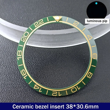 38mm x 30.6mm Sloped Ceramic Bezel GMT and Diving Watch Insert for 40mm Men's Watch Replacement Watch Bezel Inserts