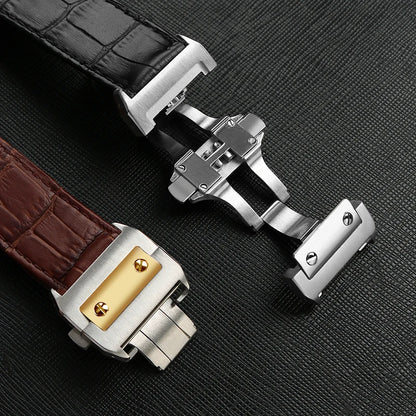 18mm 21mm 手表表扣，适用于卡地亚山度士 Santos 100 系列，实心不锈钢按钮，蝴蝶扣，手表扣配件