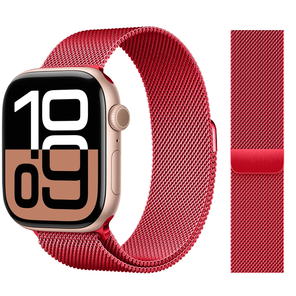 Apple Watch 米兰尼斯表带，46mm 44mm 45mm 40mm 42mm 41mm，适配 iWatch 系列 11 10 9 8 SE 7 6 Ultra 3 2