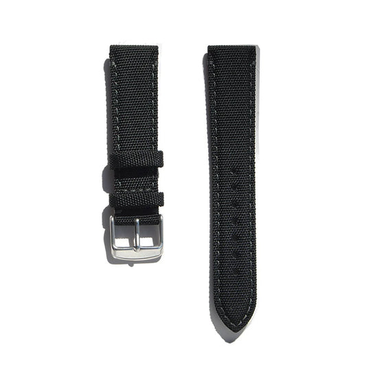 Cinturino per orologio in pelle di tela a vela nera di nylon di qualità superiore con cuciture 18 mm 20 mm 22 mm