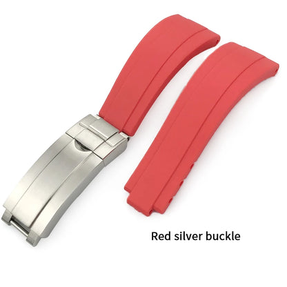 Uhrenarmband aus Kautschuk, 20mm 21mm 18mm 19mm, passend für Rolex Daytona Yacht Master Oysterflex, Silikonarmband, Faltschließe mit Feinverstellung