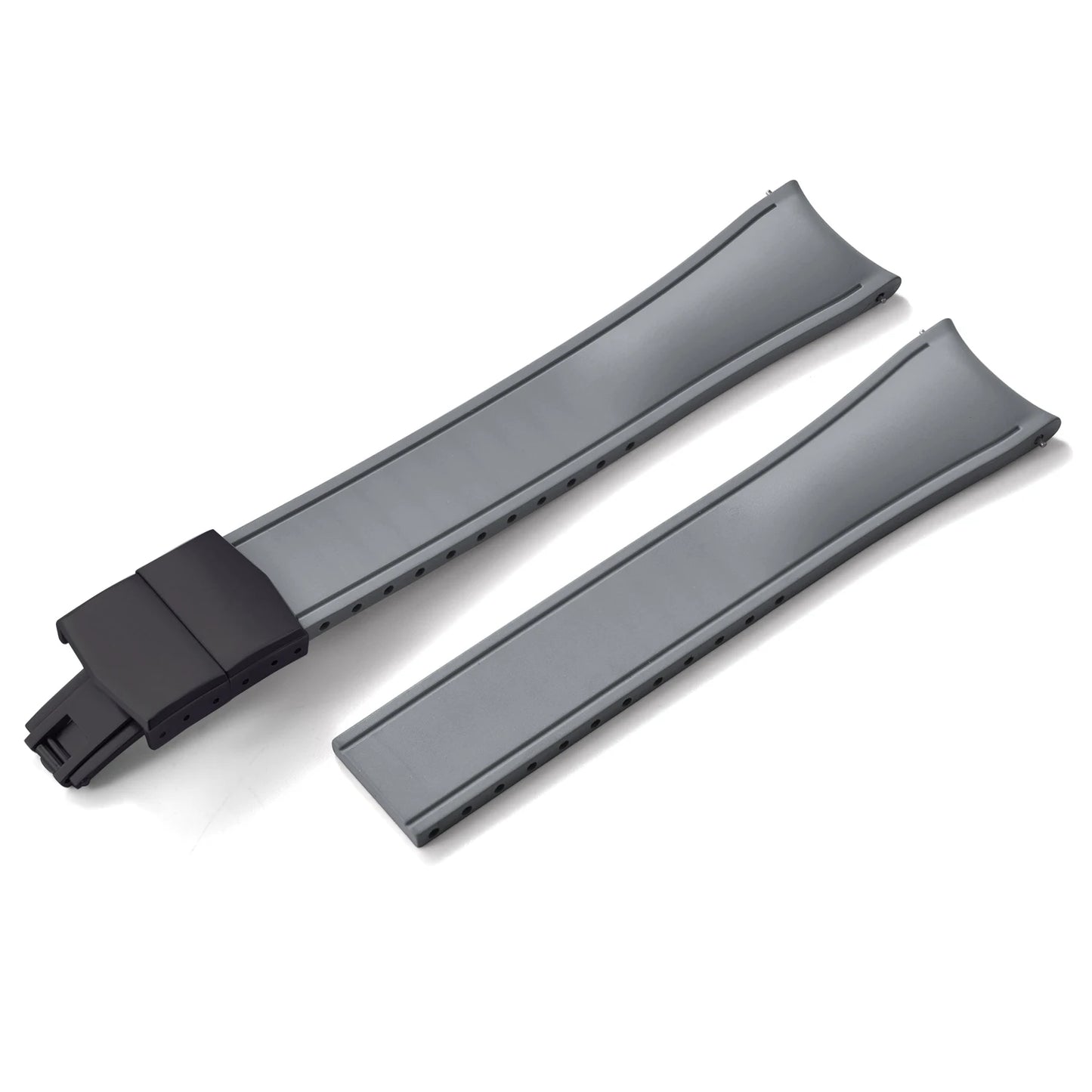TONJETT for d-elug Curved FKM Rubber Watch Band 20mm 22mm Curved CTS Watch Strap Cut to Size Quick Release Butterfly Buckle