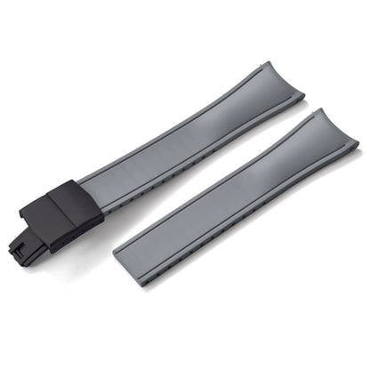 TONJETT for d-elug Curved FKM Rubber Watch Band 20mm 22mm Curved CTS Watch Strap Cut to Size Quick Release Butterfly Buckle
