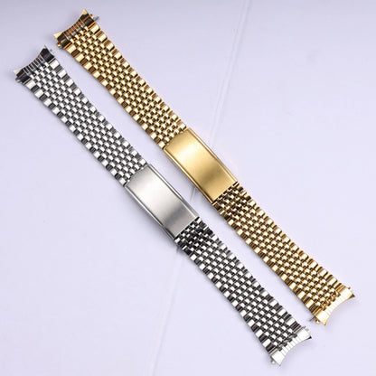 Cinturino per orologio in acciaio inossidabile massiccio con anse curve da 18/19/20 mm per Omega Seamaster De Ville, bracciale vintage retrò a maglie