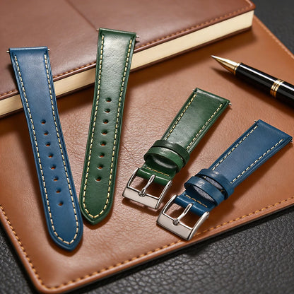 Vintage Leather Watch Strap for Cartier Tissot Omega, Men's and Women's, Quick Release Leather Watch Band, 18mm 20mm 22mm, Vegetable Tanned Design