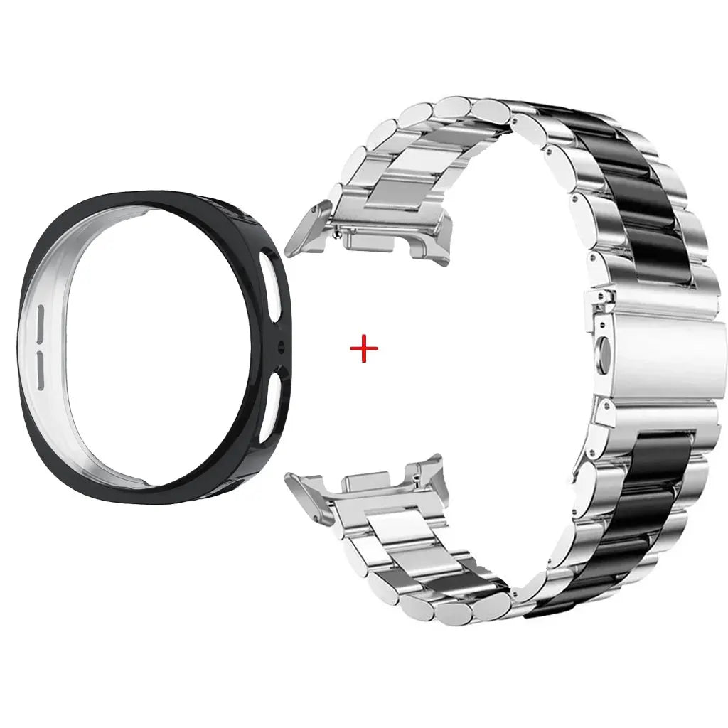 Stainless Steel Watch Band + Case for Samsung Galaxy Watch 8 40mm 44mm, Full Cover Metal Strap