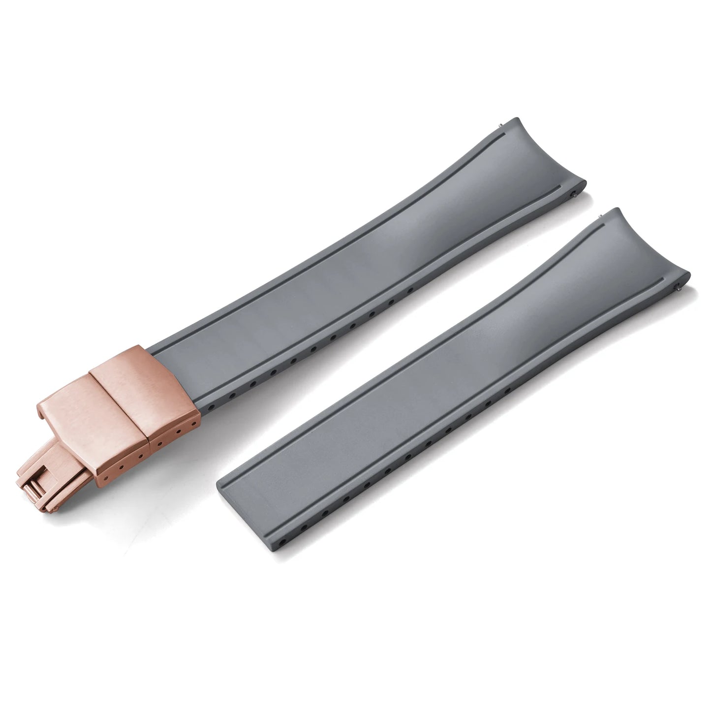 TONJETT for d-elug Curved FKM Rubber Watch Band 20mm 22mm Curved CTS Watch Strap Cut to Size Quick Release Butterfly Buckle