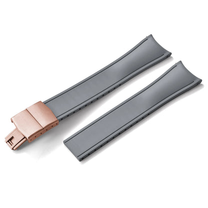 TONJETT for d-elug Curved FKM Rubber Watch Band 20mm 22mm Curved CTS Watch Strap Cut to Size Quick Release Butterfly Buckle