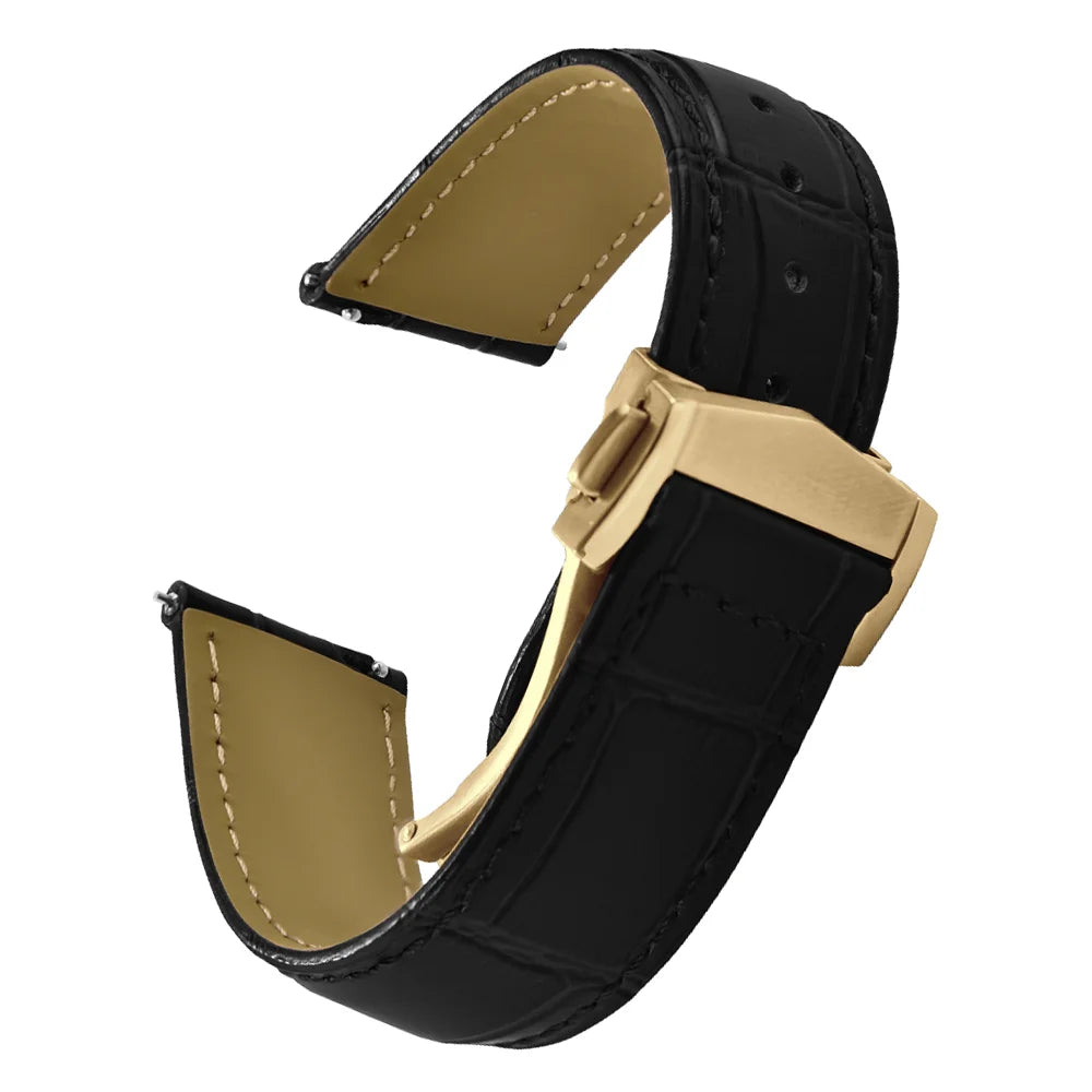 Bracelet en cuir d'origine pour montre Omega Speed Seamaster, 19mm, 20mm, 21mm, 22mm, fermoir déployant, bracelet en cuir à dégagement rapide en bambou pour hommes
