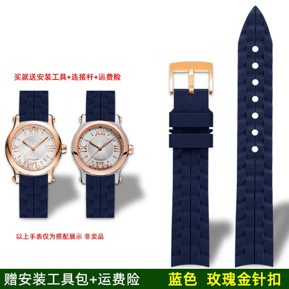 Montre Chopard Happy Diamond avec bracelet en silicone pour femme, bracelet de montre en caoutchouc étanche 15mm 18mm