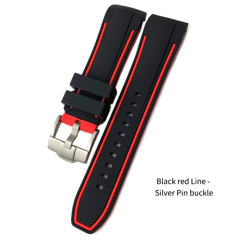 Bracelet de montre en caoutchouc naturel à extrémité incurvée de 23mm, pour Blancpain five Fathoms 5000 5015, en Silicone souple, noir, étanche