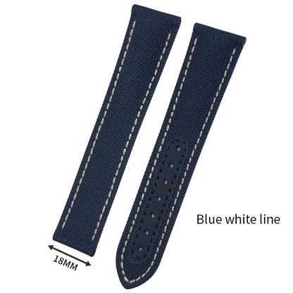 Optical-Nylon leather watch strap, for Omega Seamaster AT150 Speedmaster De Ville, high quality folding clasp, 19mm, 20mm