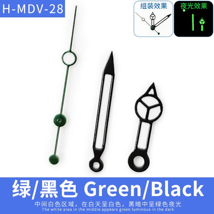 MDV-106 Luminous Watch Hands for Casio Marlin/Duro Miyota 2115 MDV 106, Black/Silver/Gold Watch Hands, Hour, Minute, Second