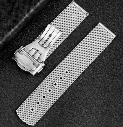 20mm 22mm Milanese Watch Band for Omega 007 Seamaster 300, Stainless Steel Mesh Bracelet, Original Folding Buckle