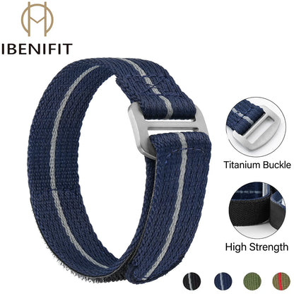 Bracelet en Nylon à boucle en titane de qualité supérieure, 20mm 22mm, tissage respirant, ceinture bleue, accessoires de montre pour hommes