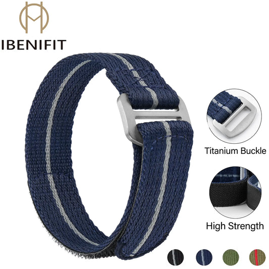 Premium Titanium Buckle Nylon Strap, 20mm 22mm, Breathable Weave, Blue Band, Men's Watch Accessories