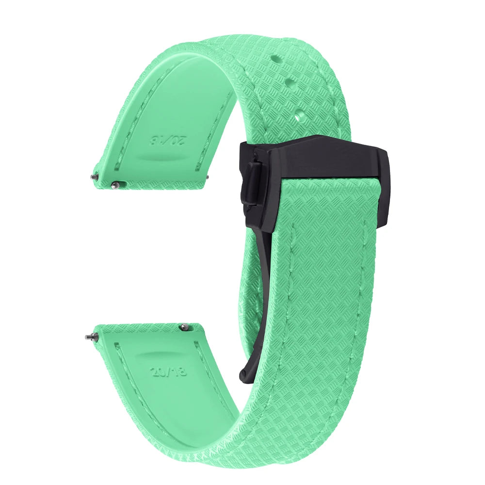 FKM Waterproof Rubber Watch Band Quick Release Deployment Clasp Straps 20mm 22mm Universal Watch Bracelet