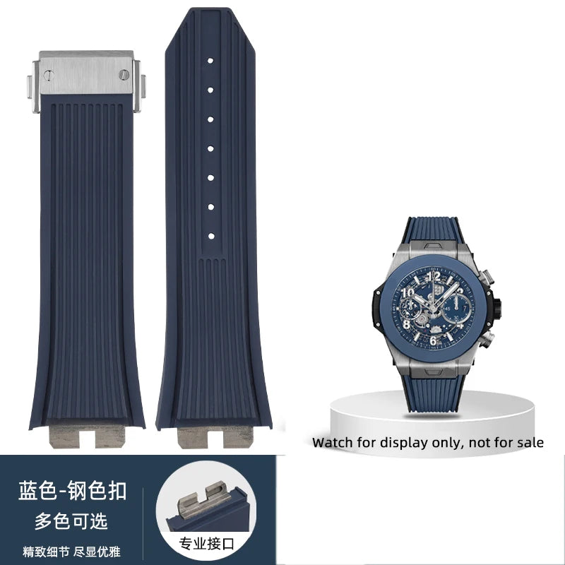 Cinturino per orologio Hublot Big Bang da uomo, cinturino in gomma fluorurata, giunto in acciaio inossidabile, a sgancio rapido, 411, 411, 421