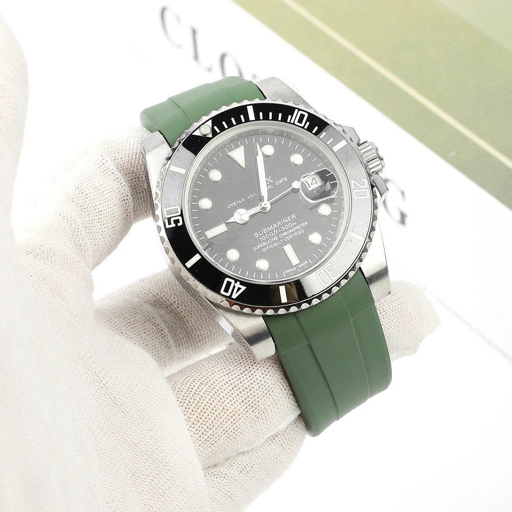 Bracelet de montre en caoutchouc fluoré FKM à extrémité incurvée de 20mm pour Bracelet Rolex pour Bracelet en caoutchouc Omega pour hommes Bracelet de Sport Bracelet de remplacement