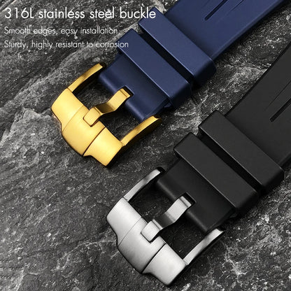 Cinturino per orologio in gomma siliconica concava convessa da 21 mm con estremità curva per Rolex DEEPSEA Sea-Dweller 126660, cinturino sportivo da immersione blu nero, strumenti inclusi