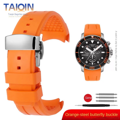 Bracelet de montre en caoutchouc FKM incurvé de haute qualité, 20 22mm, pour seiko rolex tudor Tissot, bracelet de montre pour hommes, fermoir papillon