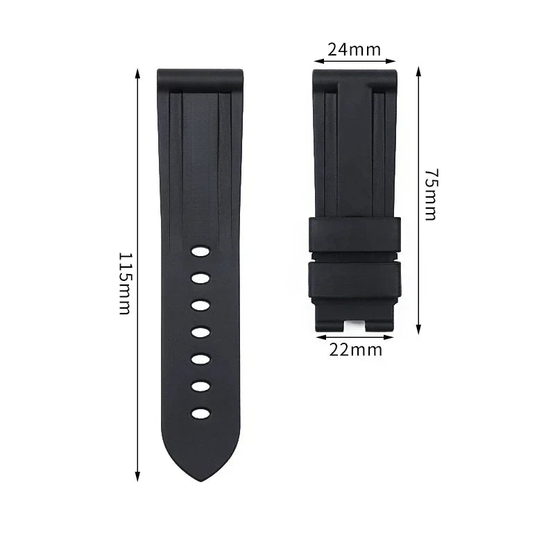 Bracelet de montre en silicone 22/24mm, pour montres Panerai, accessoires en acier inoxydable, fermoir à boucle papillon, remplacement