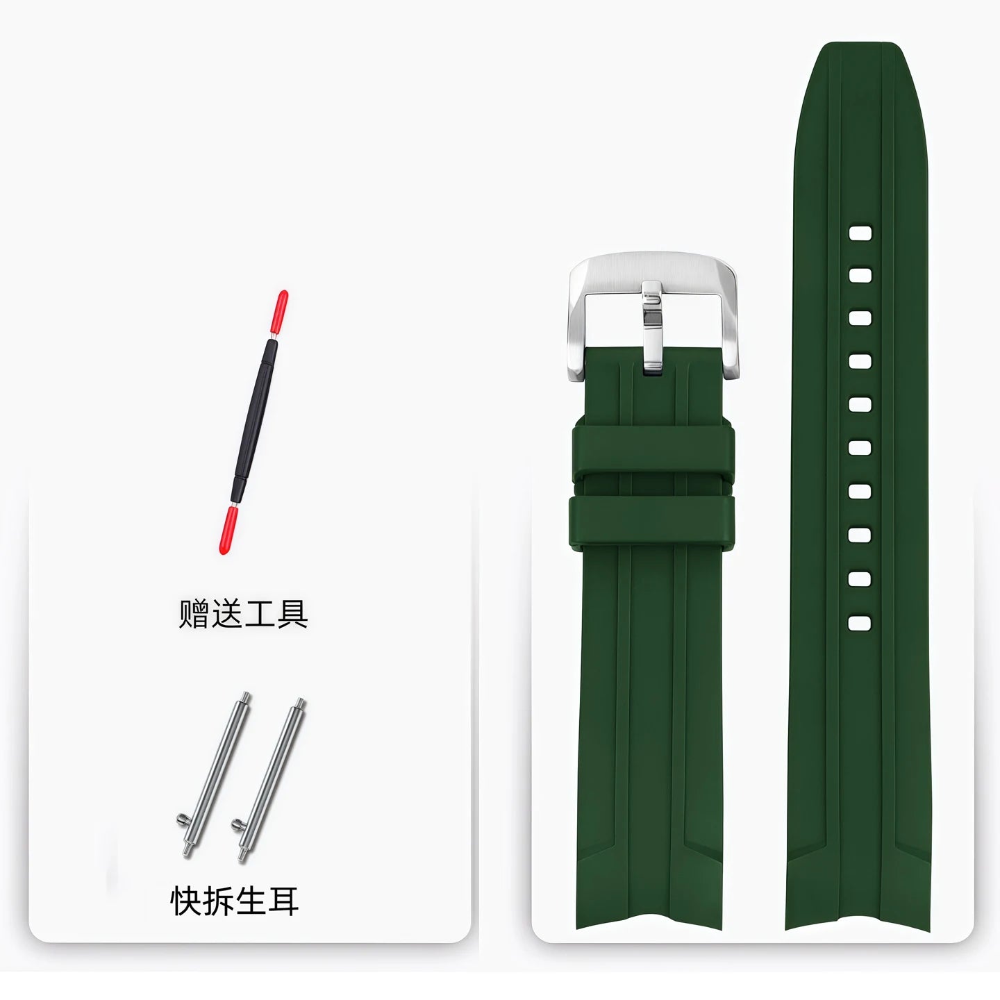 21mm FKM Fluorine Rubber Quick Release Strap for Longines Conquest L3.781/L3.782/L3.742.2 Hydroconquest, Men's Fluorine Rubber Watch Band