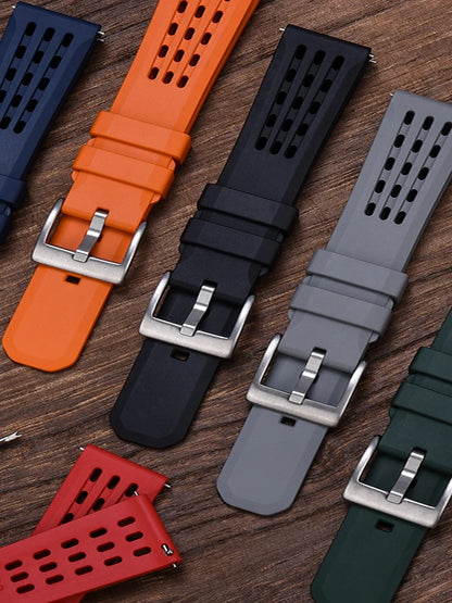 Bracelet de montre en caoutchouc FPM FKM, 20mm 22mm, dégagement rapide, qualité supérieure, conception de Structure poreuse, bracelet de Sport Durable et confortable