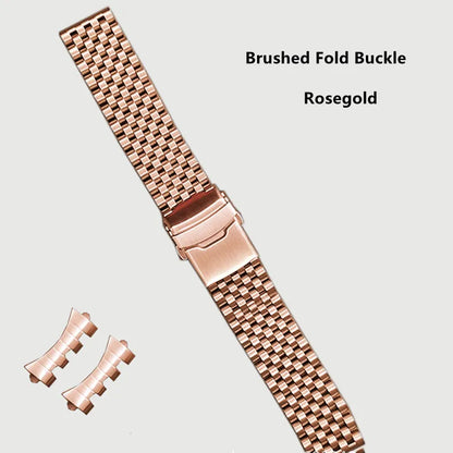 Cinturino universale in acciaio inossidabile, estremità diritta curva, sette perle di riso, bracciale, adatto a tutti gli orologi, 20 mm, 22 mm