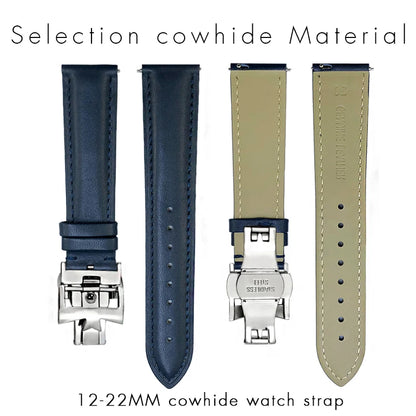 Bracelet de montre en cuir véritable à dégagement rapide 19mm 20mm 21mm 22mm pour Vacheron Constantin Patrimony VC, bracelet noir avec boucle pliable