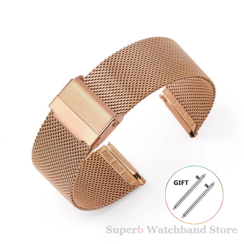 Bracelet milanais universel à dégagement rapide, 18mm, 20mm, 22mm, 12mm, 14mm, 16mm, 17mm, 19mm, 21mm, 24mm, maille 0.6, acier inoxydable
