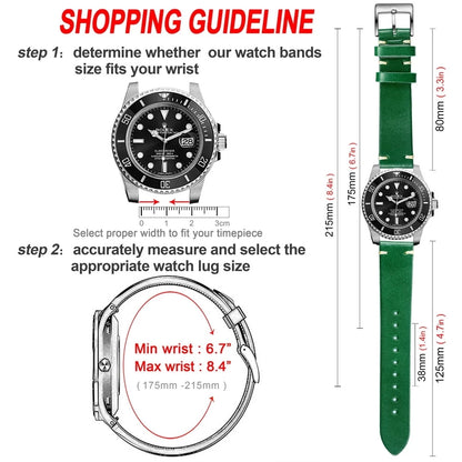 HEMSUT Men's Leather Watch Straps, Italian Buttero Handmade Watchband, Quick Release 18mm 20mm 22mm Vintage Round Replacement
