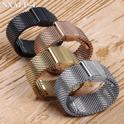 Bracelet de montre milanais en maille 1.0mm, pour DW pour Omega pour Seiko, Bracelet de montre à dégagement rapide en acier inoxydable 18mm 20mm 22mm 24mm