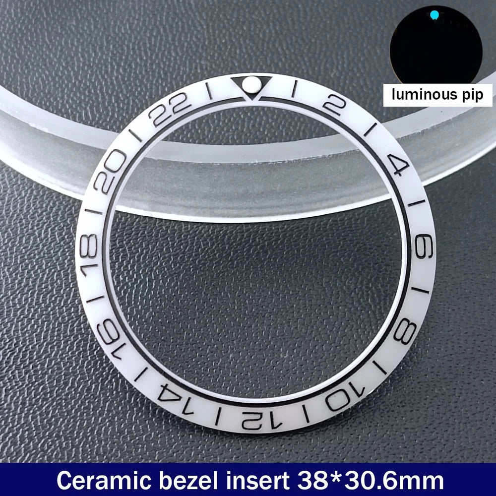 38mm x 30.6mm Sloped Ceramic Bezel GMT and Diving Watch Insert for 40mm Men's Watch Replacement Watch Bezel Inserts