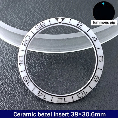 38mm x 30.6mm Sloped Ceramic Bezel GMT and Diving Watch Insert for 40mm Men's Watch Replacement Watch Bezel Inserts