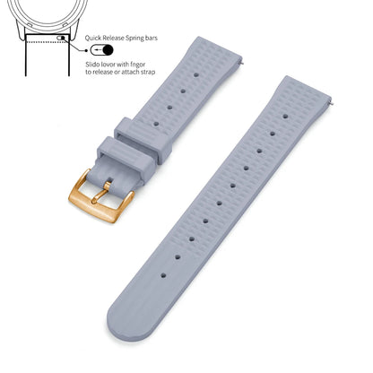 JUELONG – bracelets de montre en caoutchouc gaufré FKM, à dégagement rapide, étanche, Durable, en caoutchouc fluoré, 20mm 22mm, pour montre de plongée traditionnelle