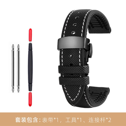 Bracelet de montre en Nylon et Silicone pour hommes, 20mm, 22mm, 24mm, étanche et respirant, en caoutchouc, accessoires