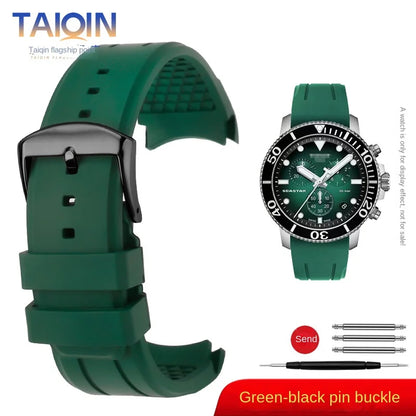 Bracelet de montre en caoutchouc FKM incurvé de haute qualité, 20 22mm, pour seiko rolex tudor Tissot, bracelet de montre pour hommes, fermoir papillon