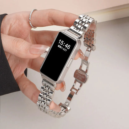 Bracelet en métal de luxe pour Huawei Band 11/11 Pro/10/9/8 NFC, bracelet fin en acier inoxydable pour femmes et hommes, bracelet de sport d'été