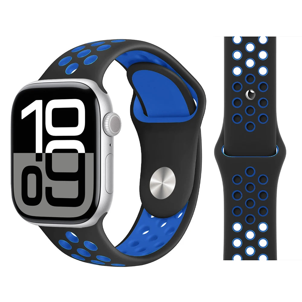 Bracelet en Silicone pour bracelets de montre Apple 46mm 44mm 45mm 40mm 41mm 42mm, Bracelet de Sport Correa iWatch série 11 10 9 SE 8 7 6 5