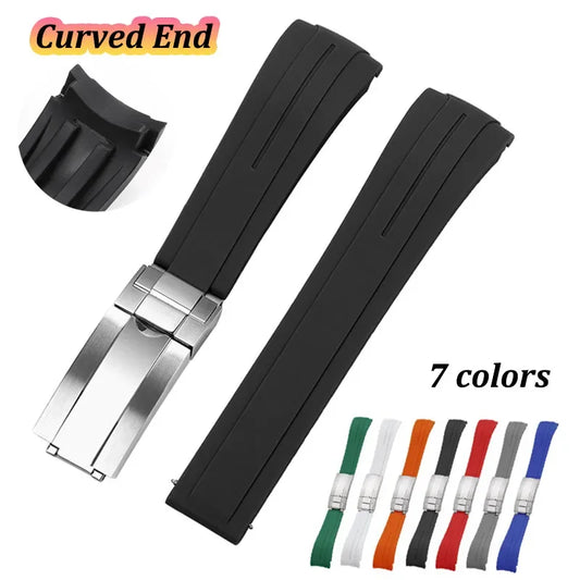 Bracelet de montre en caoutchouc 20mm pour Rolex pour Bracelet Water Ghost pour Oysterflex Bracelet de montre à extrémité incurvée en Silicone ceinture de Sport pour hommes