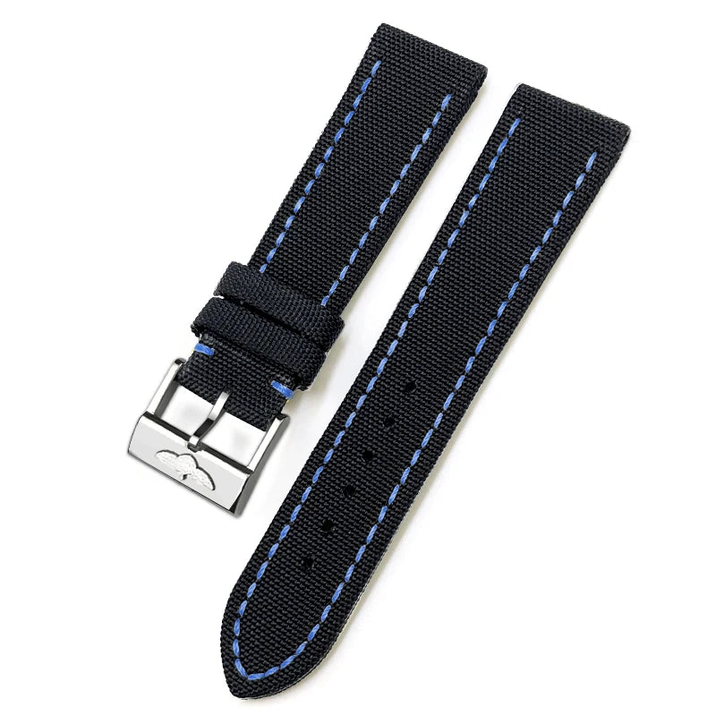 Nylon Canvas Watch Strap, 22mm, for Breitling HMGER Challenger, black, green, gray, yellow, high quality