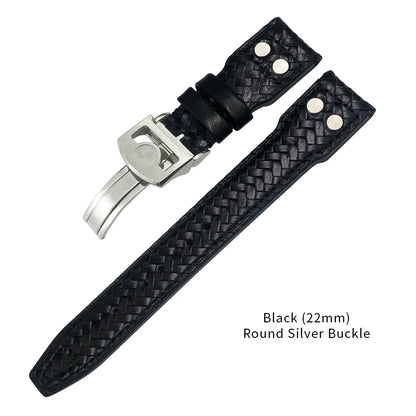 Bracelet de montre tissé en cuir de vachette RiSALE, bracelet de montre bleu, cuir véritable, haute qualité, adapté aux montres IWC Big Pilot's Spitfire, 21mm, 22mm