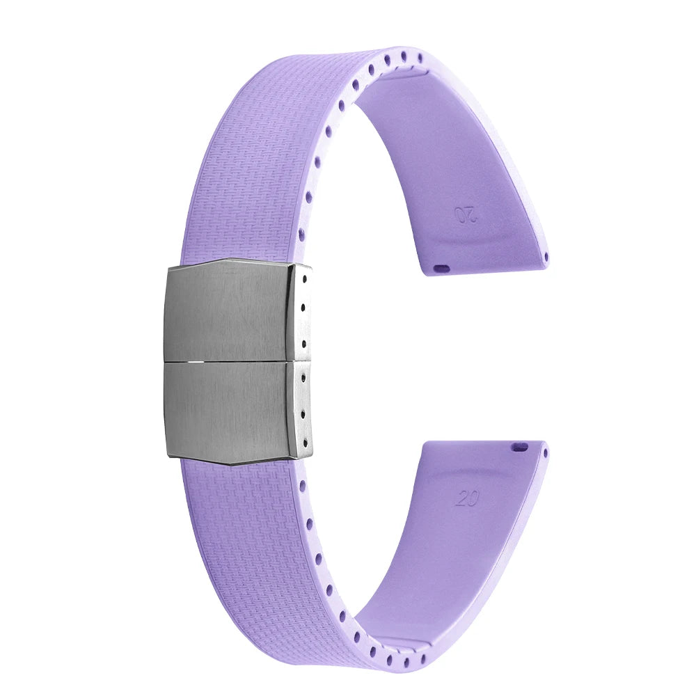 Cinturini per orologi in gomma Delugs CTS Fkm da 20 mm con fibbia a farfalla, 4 colori, texture unica, cinturino per orologi a sgancio rapido per orologi di marca